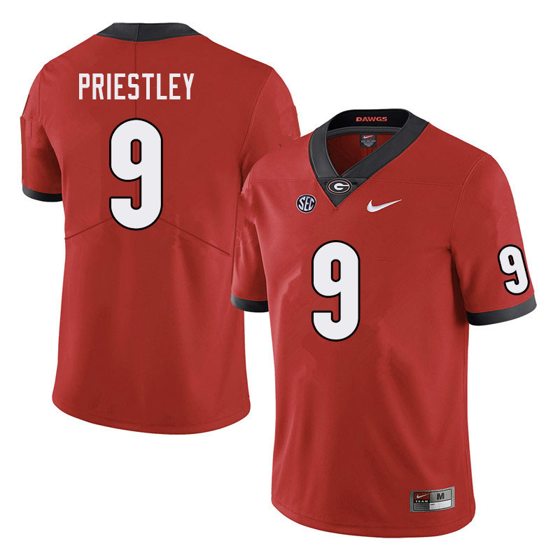 Men #9 Nathan Priestley Georgia Bulldogs College Football Jerseys Sale-Red - Click Image to Close